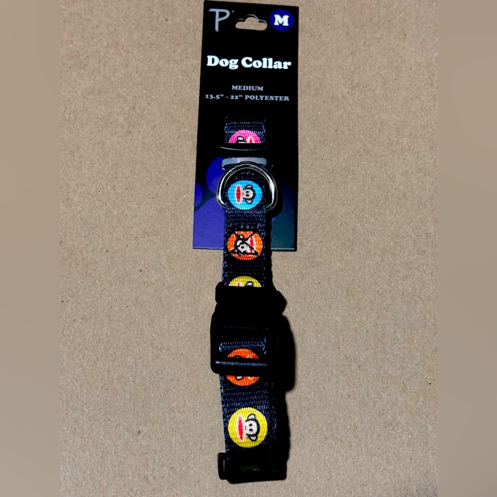 PAUL FRANK COLORFUL CIRCLES ADJUSTABLE DOG COLLAR SIZE MEDIUM